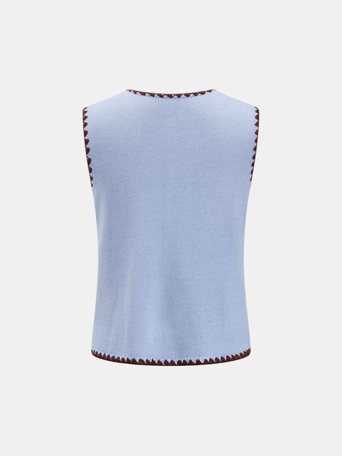 Contrast Trim Button Down Knit Vest - Classic Sleeveless Sweater Vest