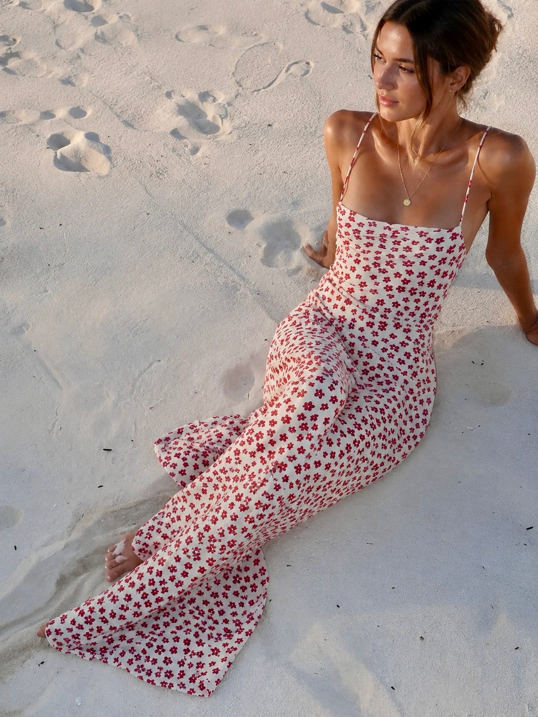 Strappy Floral Print Crisscross Flowy Long Sundress for Spring and Summer