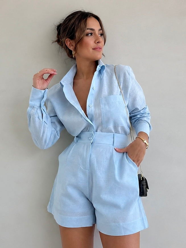 Long Sleeve Loose Shorts Set Casual Comfortable All Seasons Wear