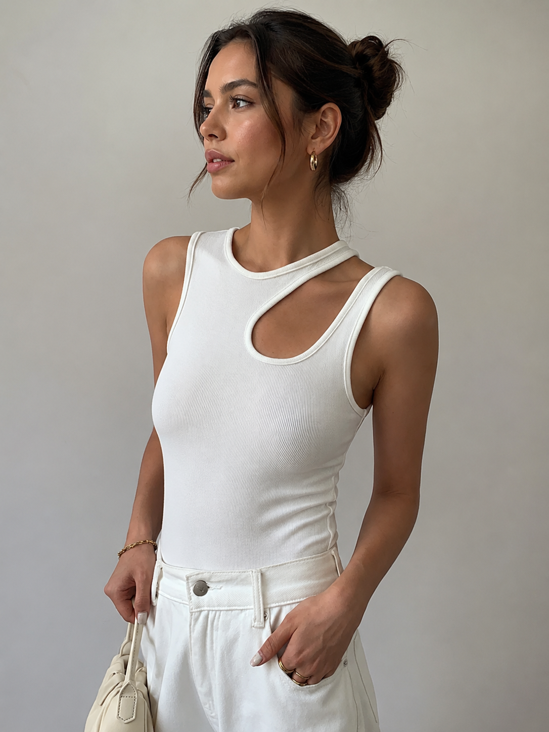 Semi-Sheer Cutout Tank Top Trendy Lightweight Summer Wear