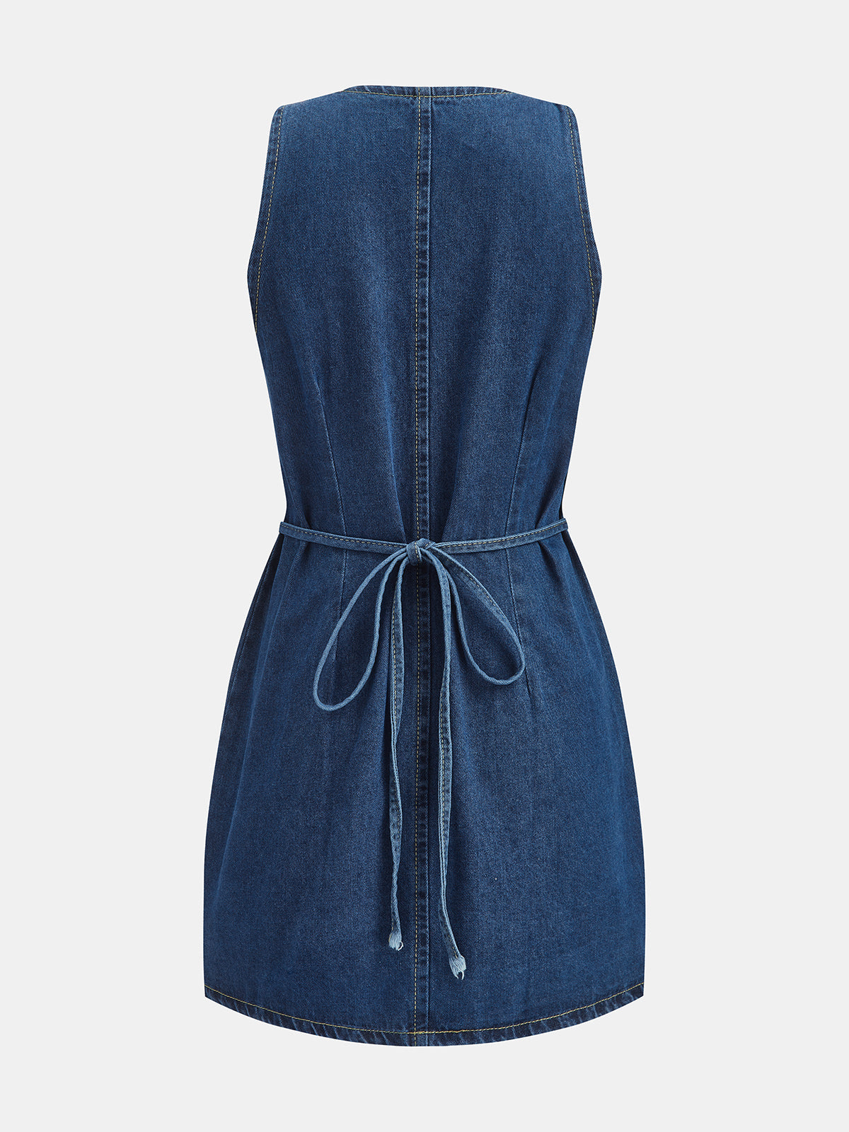 "Sleeveless Tie-Back Denim Mini Dress for Women Casual Summer Style"