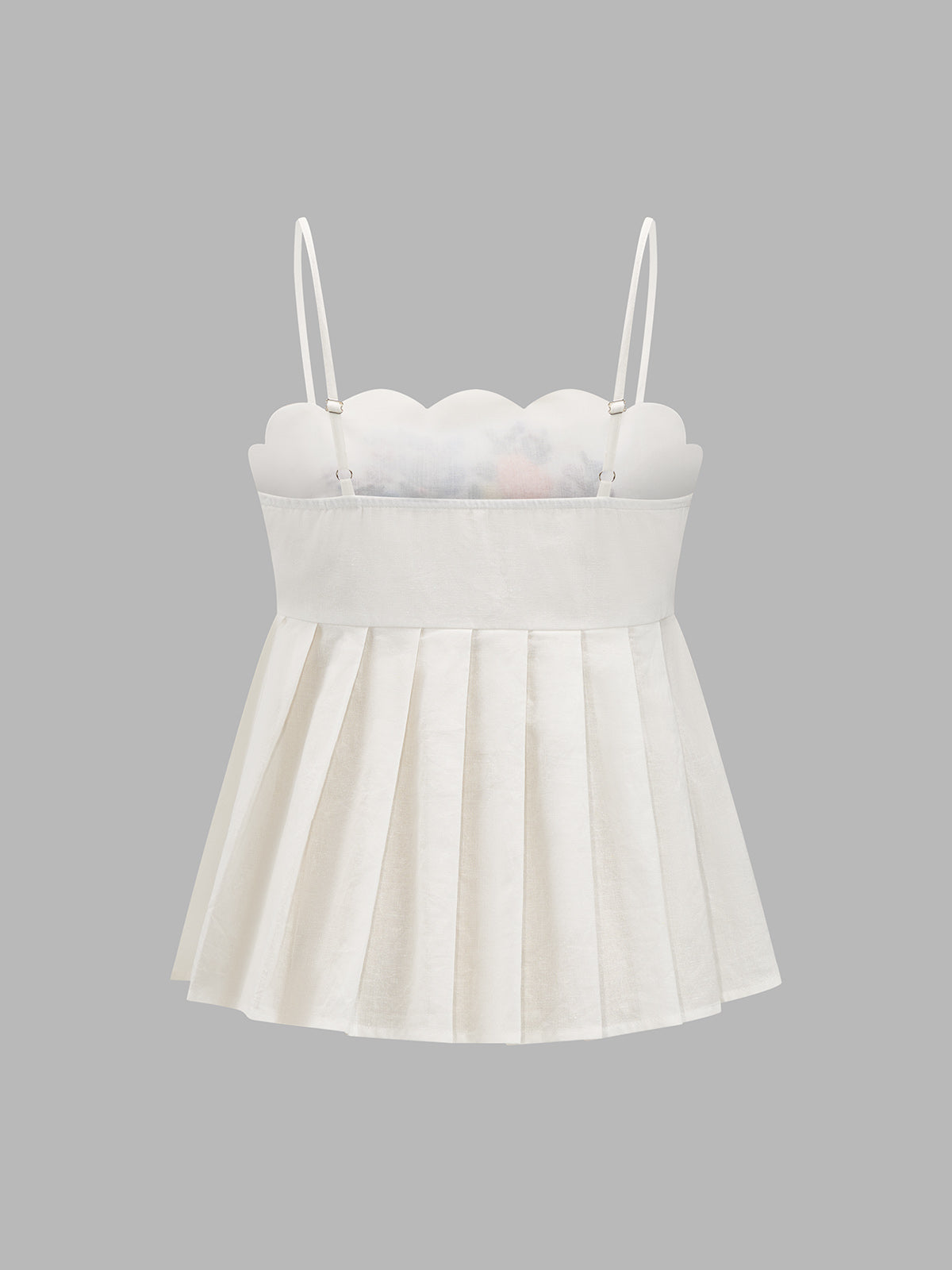 Floral Embroidery Pleated Cotton Linen Cami Top for Women Casual Summer Wear