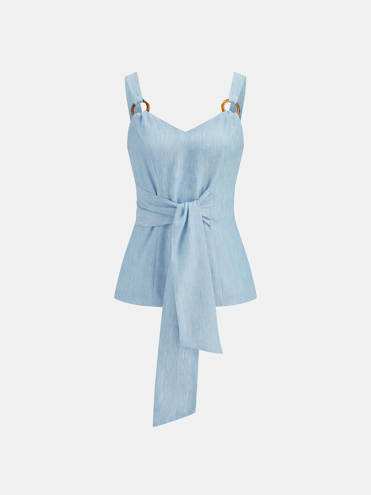 Ring Detail Tie-Waist Top & Pants Set for Women's Formal Attire