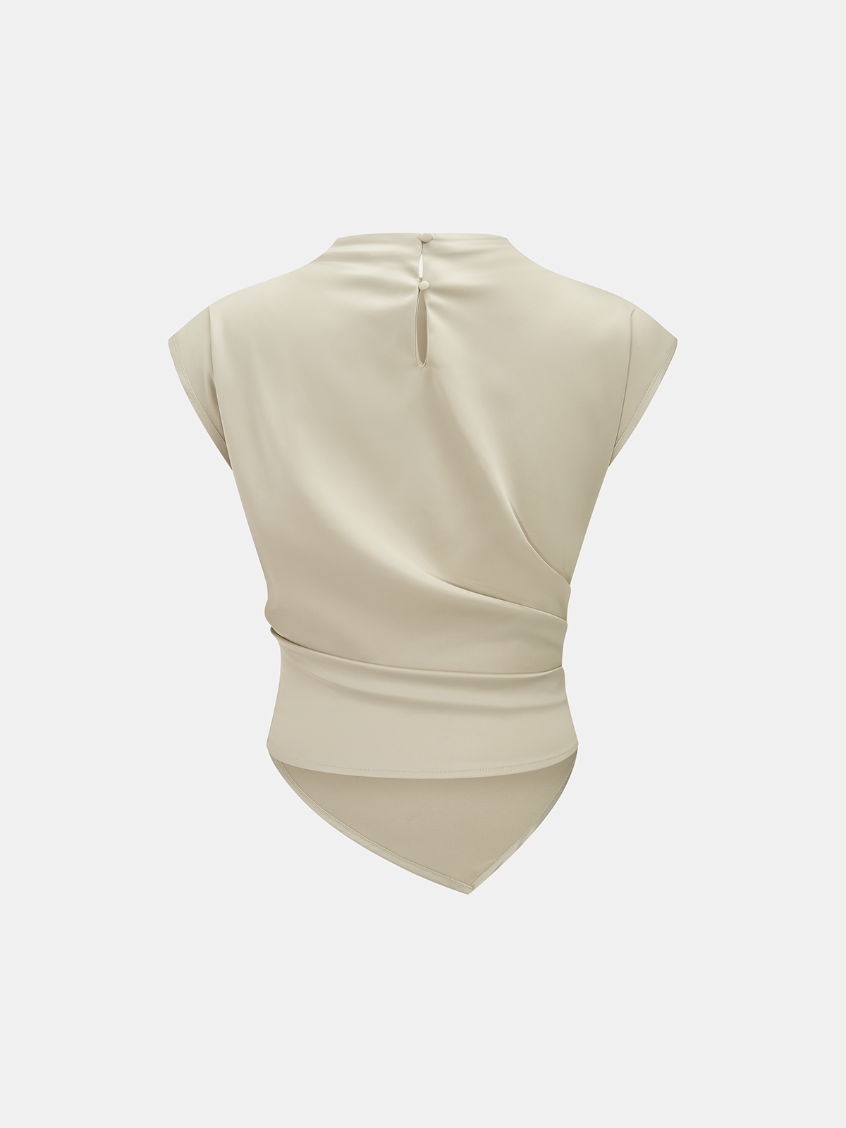 Asymmetrical Draped Ruched Satin Blouse for Women Elegant Evening Wear