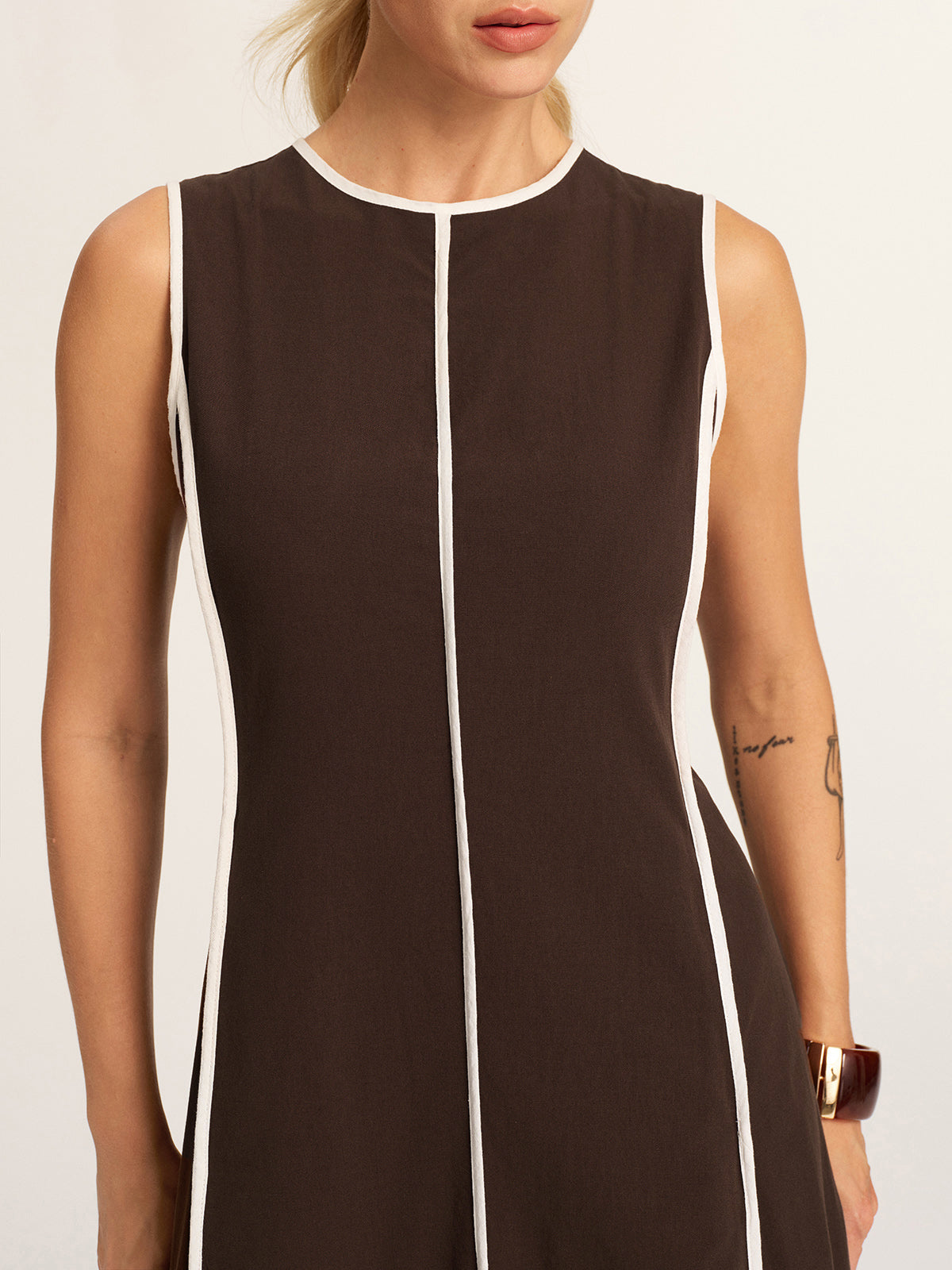 Contrast Piping A-Line Maxi Dress Women's Elegant Evening Wear
