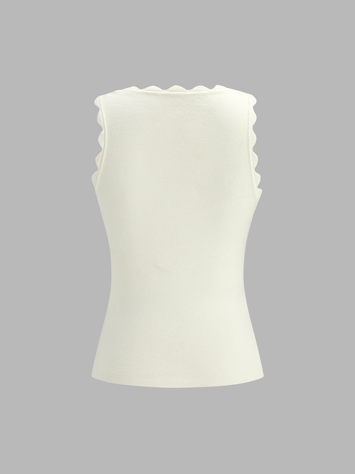 Scallop Edge Square Neck Ribbed Knit Tank Top for Women Summer Casual