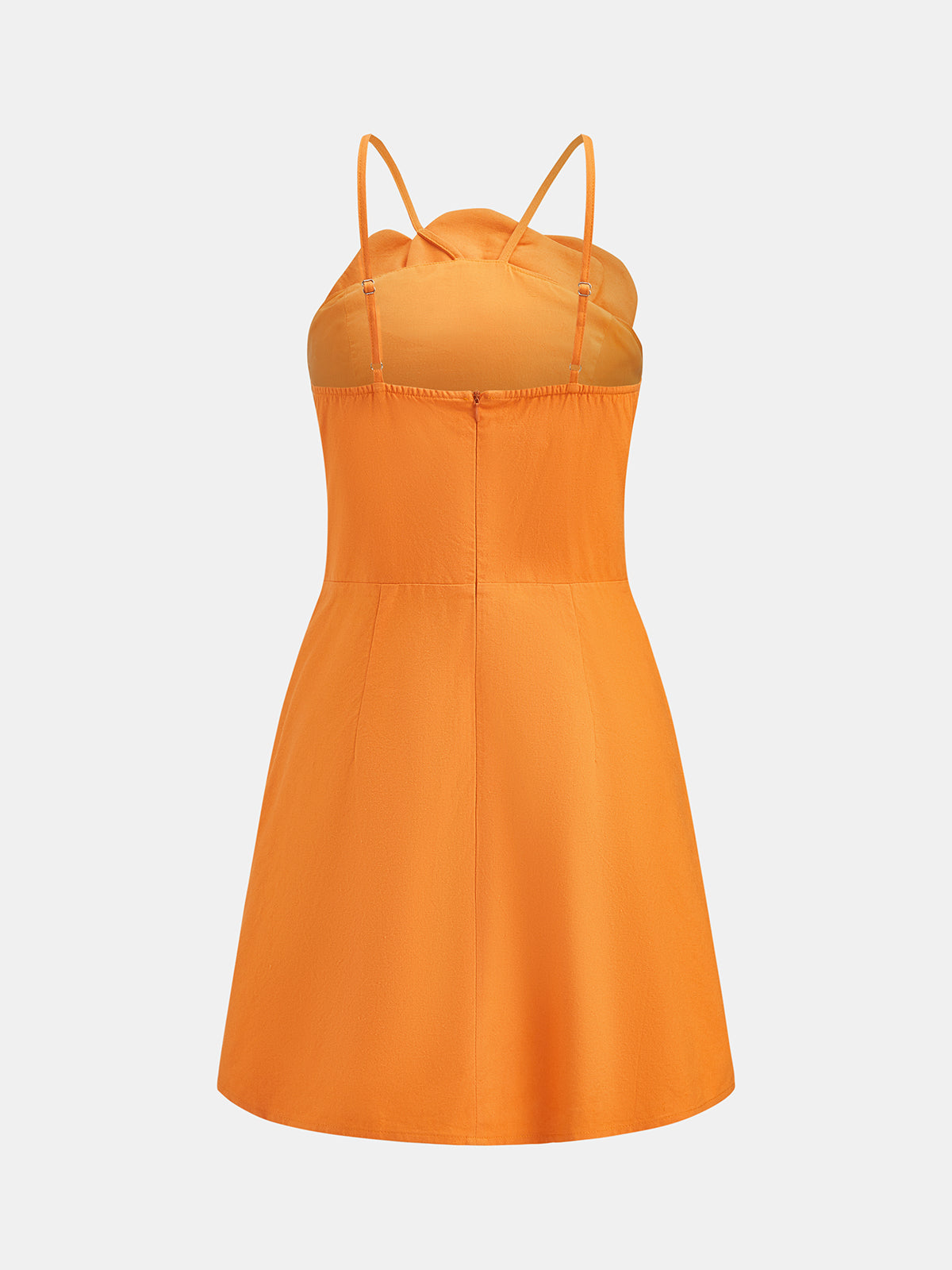 3D Flower Cotton Linen Slip Mini Dress with Adjustable Straps