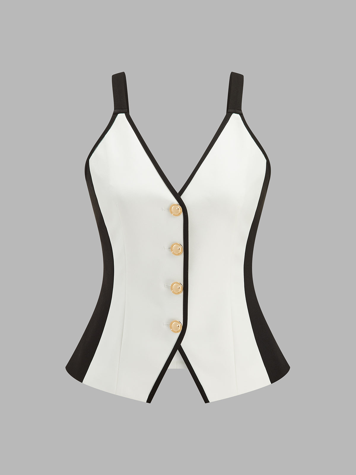 Color Block Metal Button Cami Vest with Adjustable Straps