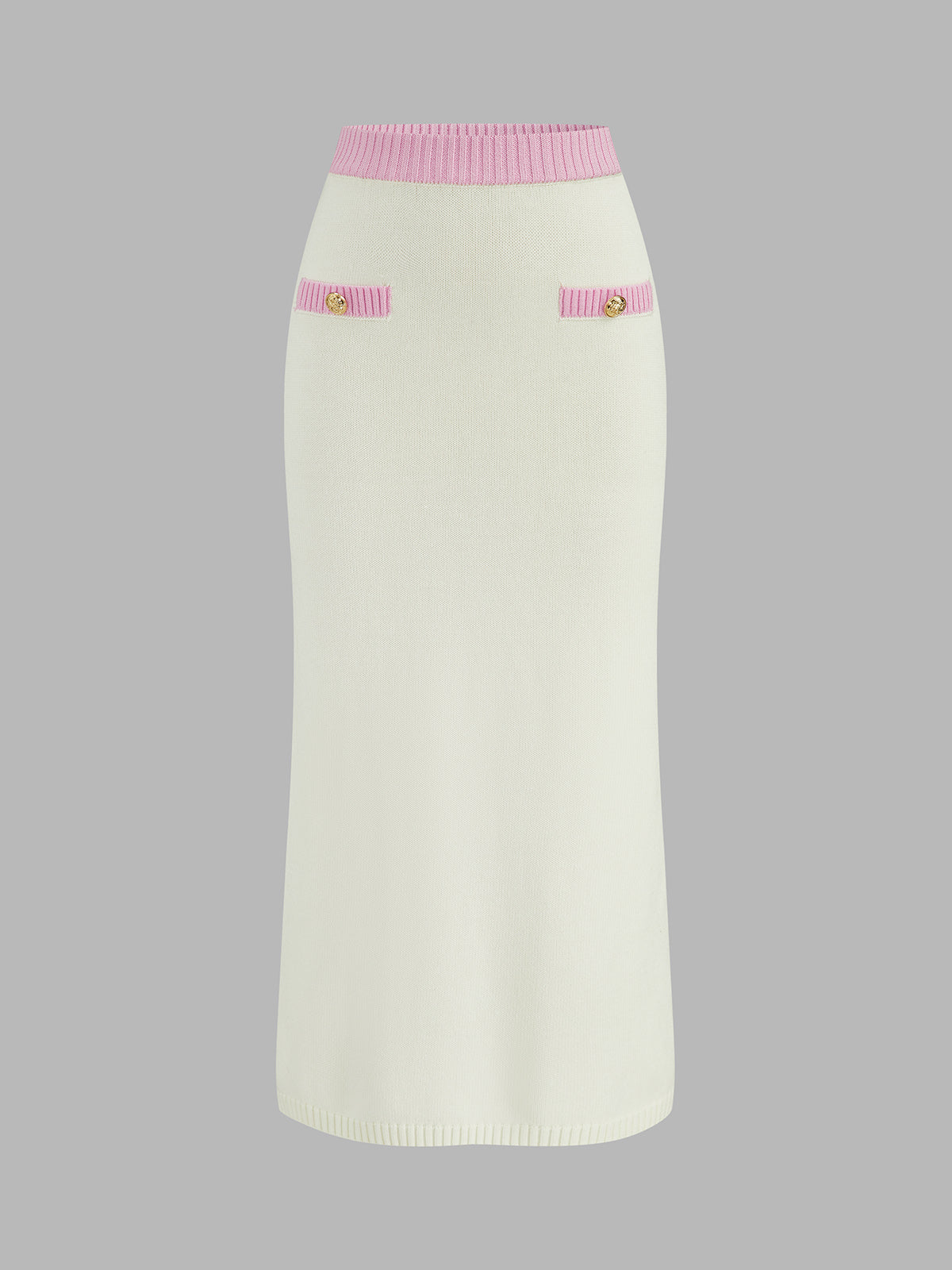 Contrast Trim Knit Two Piece Skirt Set with Elastic Waistband