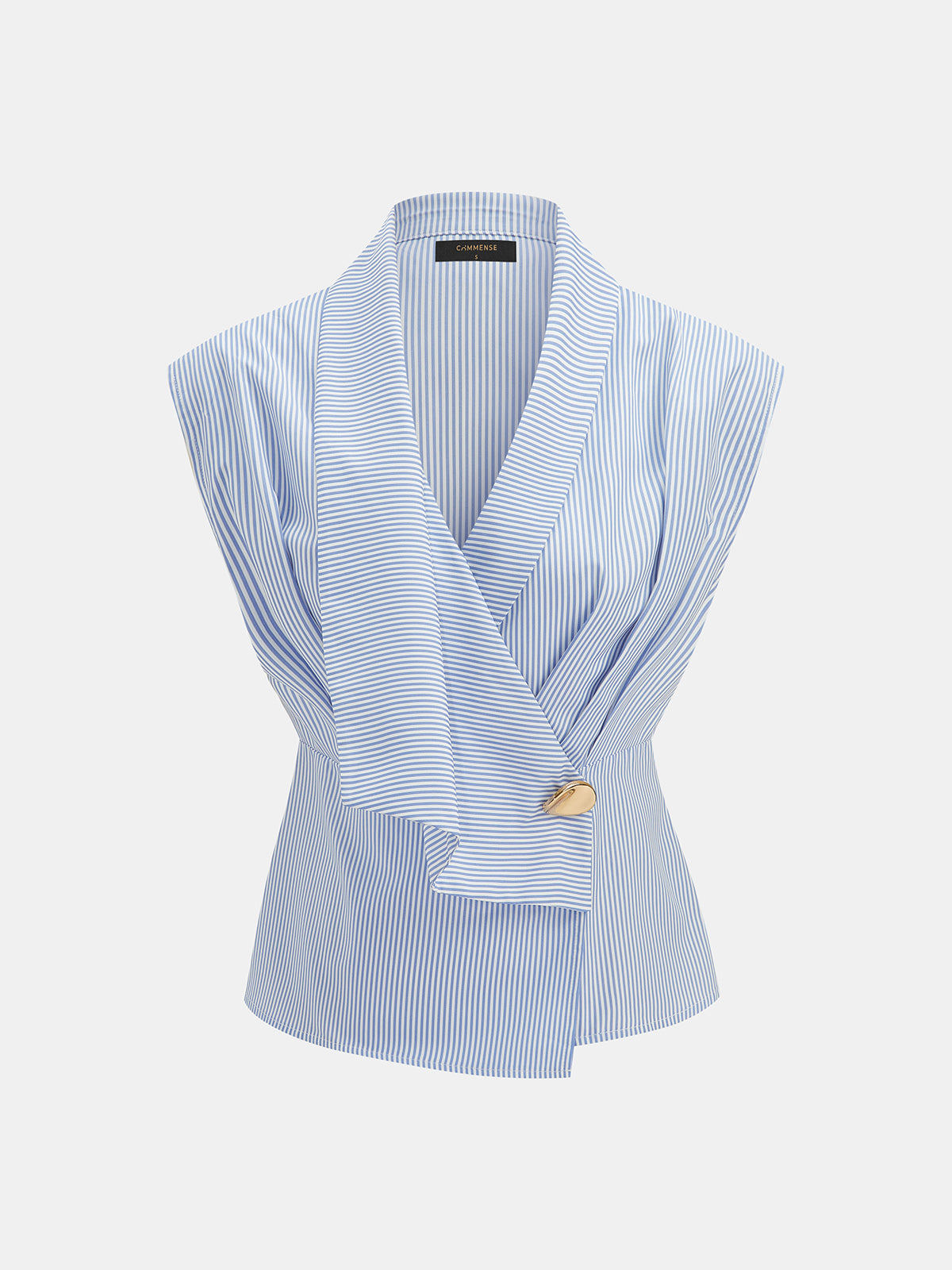 Striped Lapel Single Button Blouse for Women Casual Work Wear