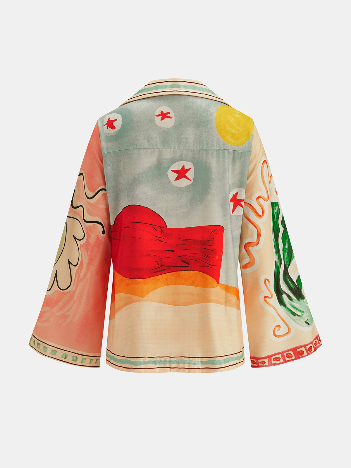 Abstract Print Button-Up Shirt & Adjustable Drawstring Shorts Set for Summer Comfort