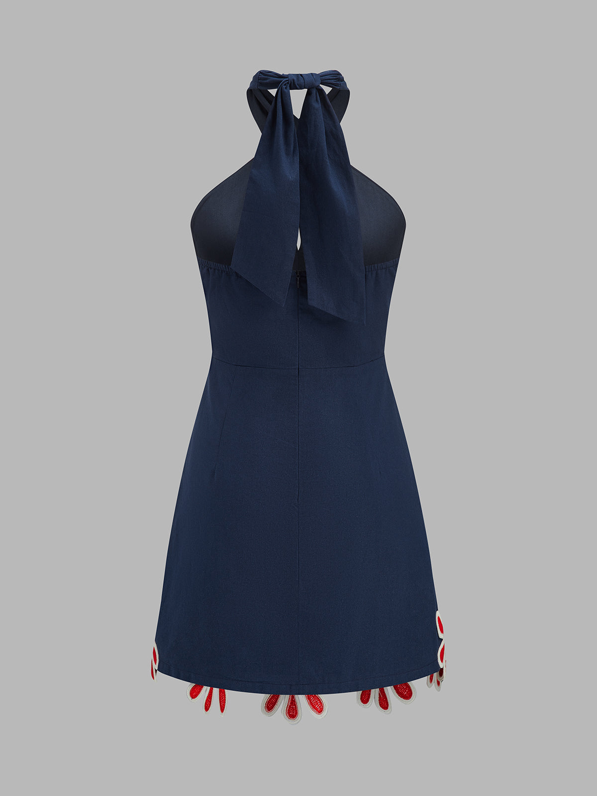 Crisscross Halter Floral Embroidered A-Line Mini Dress for Women