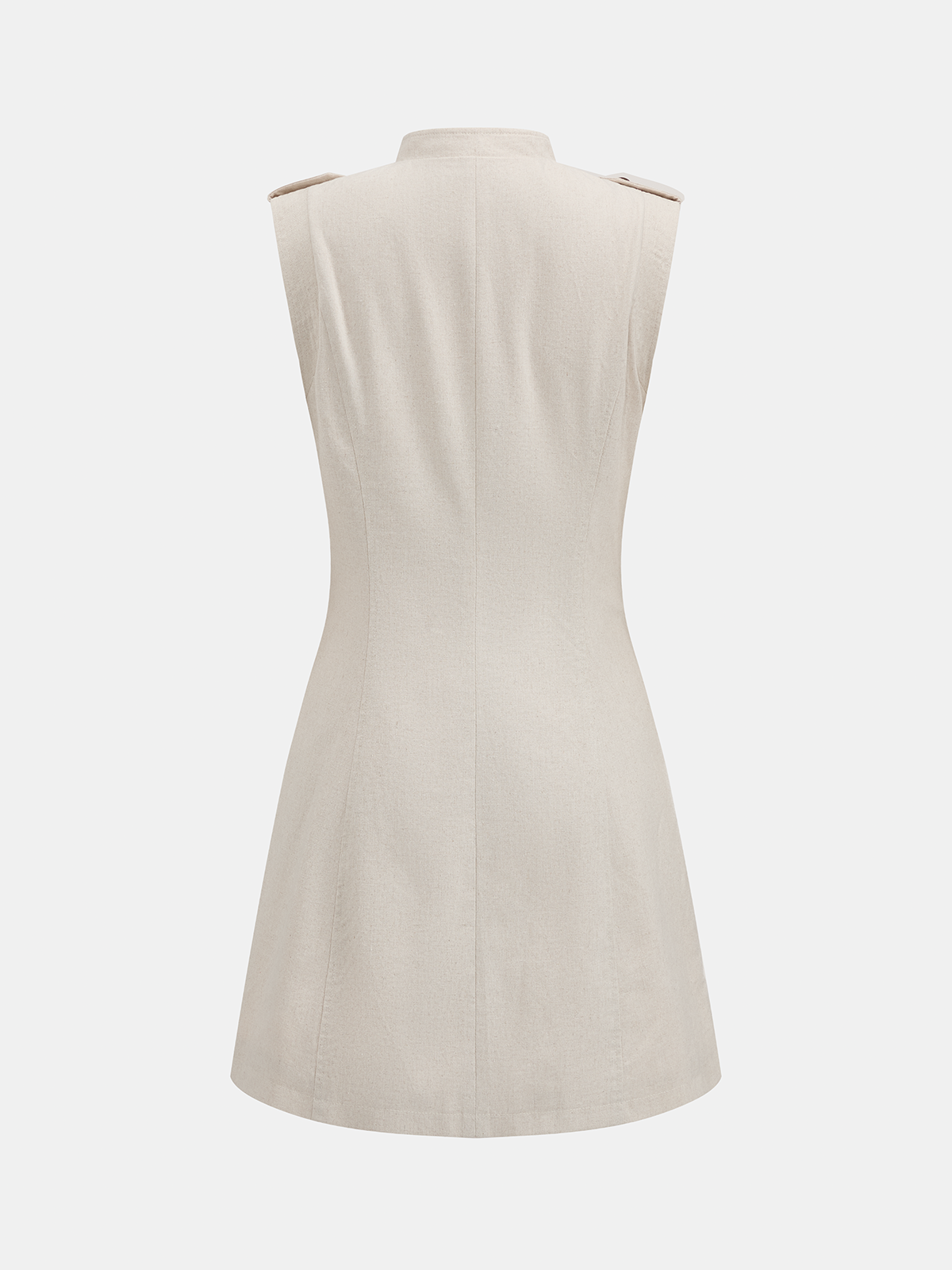 Napoleon Style Cotton Linen Mini Dress with Empire Waist and Cap Sleeves