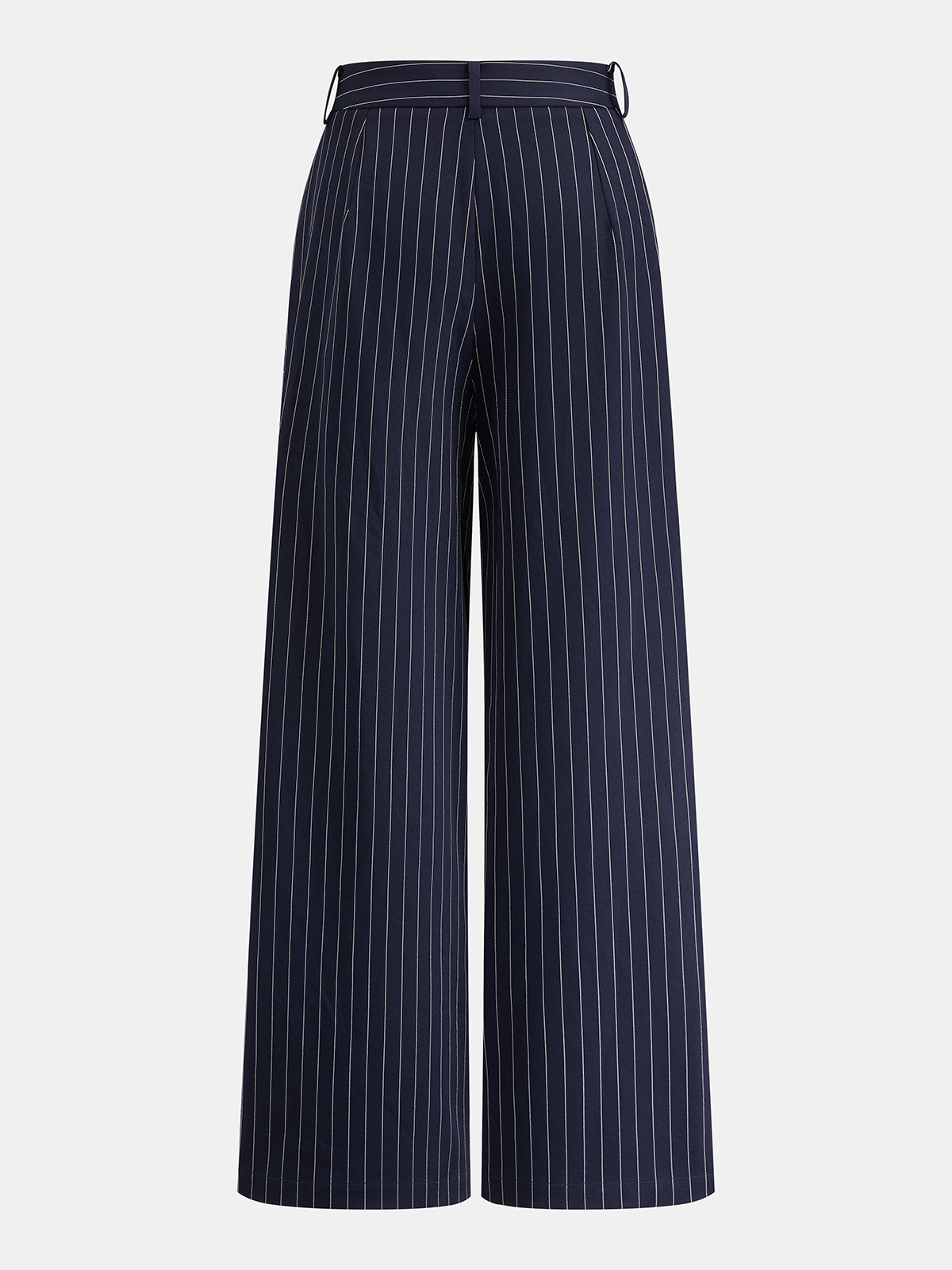 Wrap Overlay Pinstripe Wide Leg Pants with Belt Detail for Women