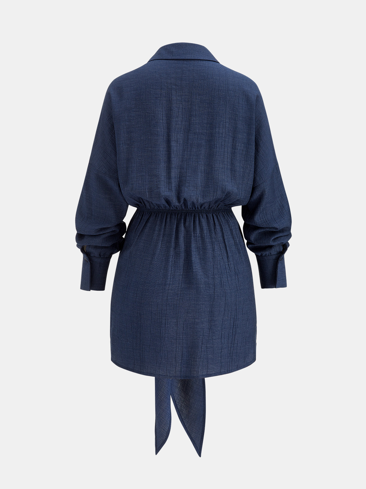 Tie Waist Textured Fabric Women's Shirt Mini Dress Stylish Fit