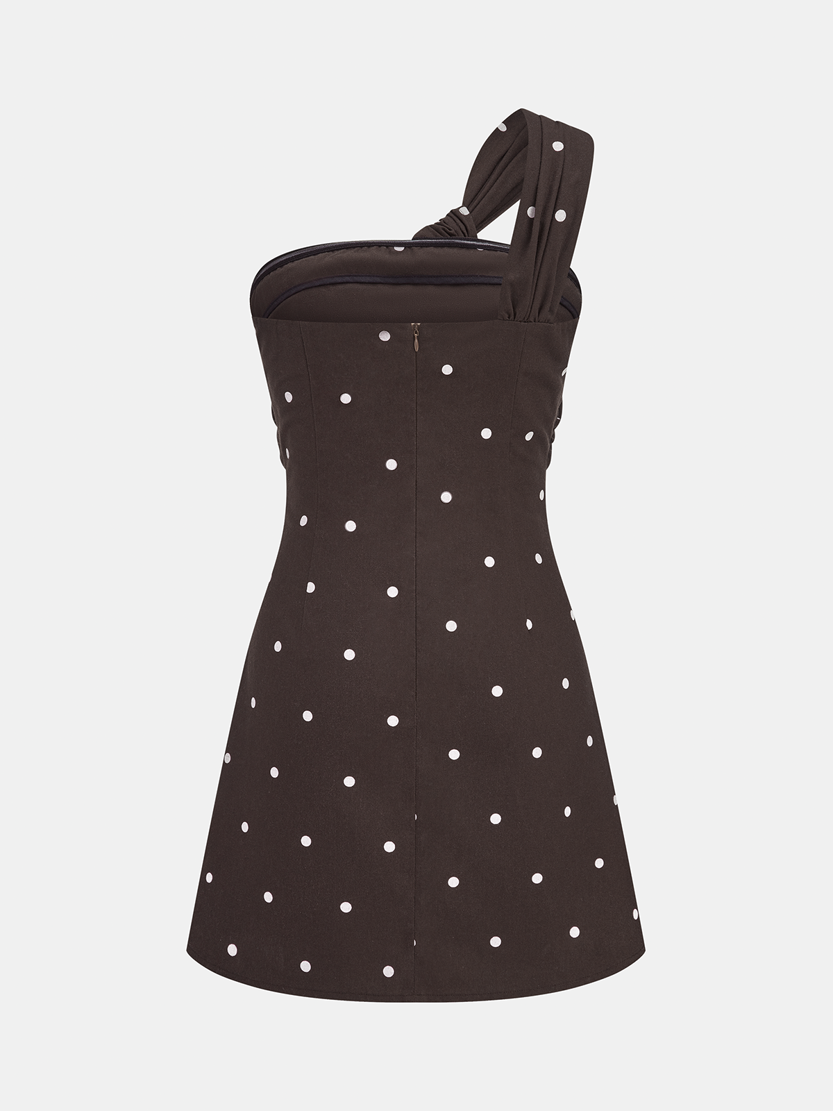 Polka Dot One Shoulder Linen Blend Mini Dress for Women Summer Casual
