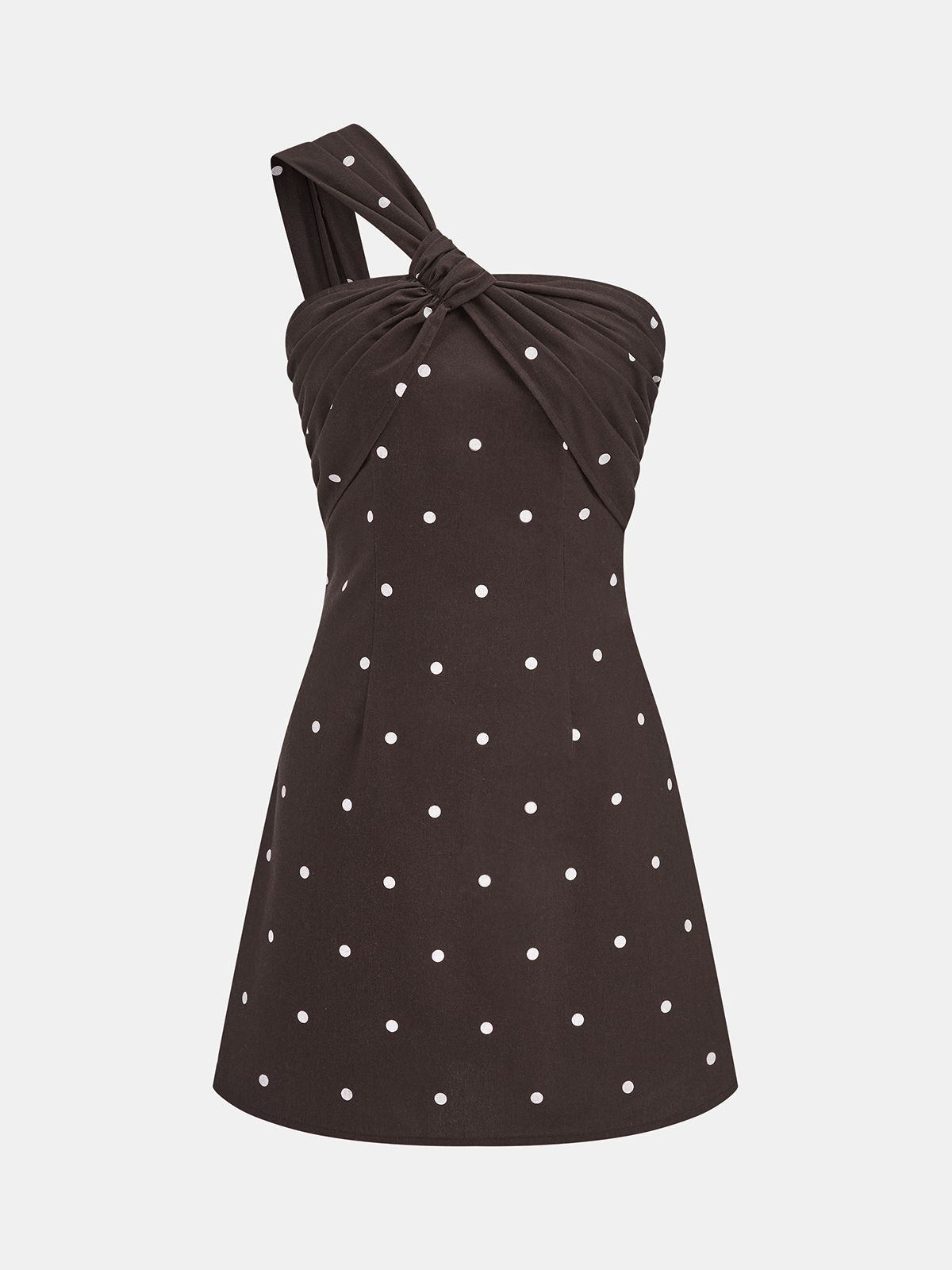 Polka Dot One Shoulder Linen Blend Mini Dress for Women Summer Casual