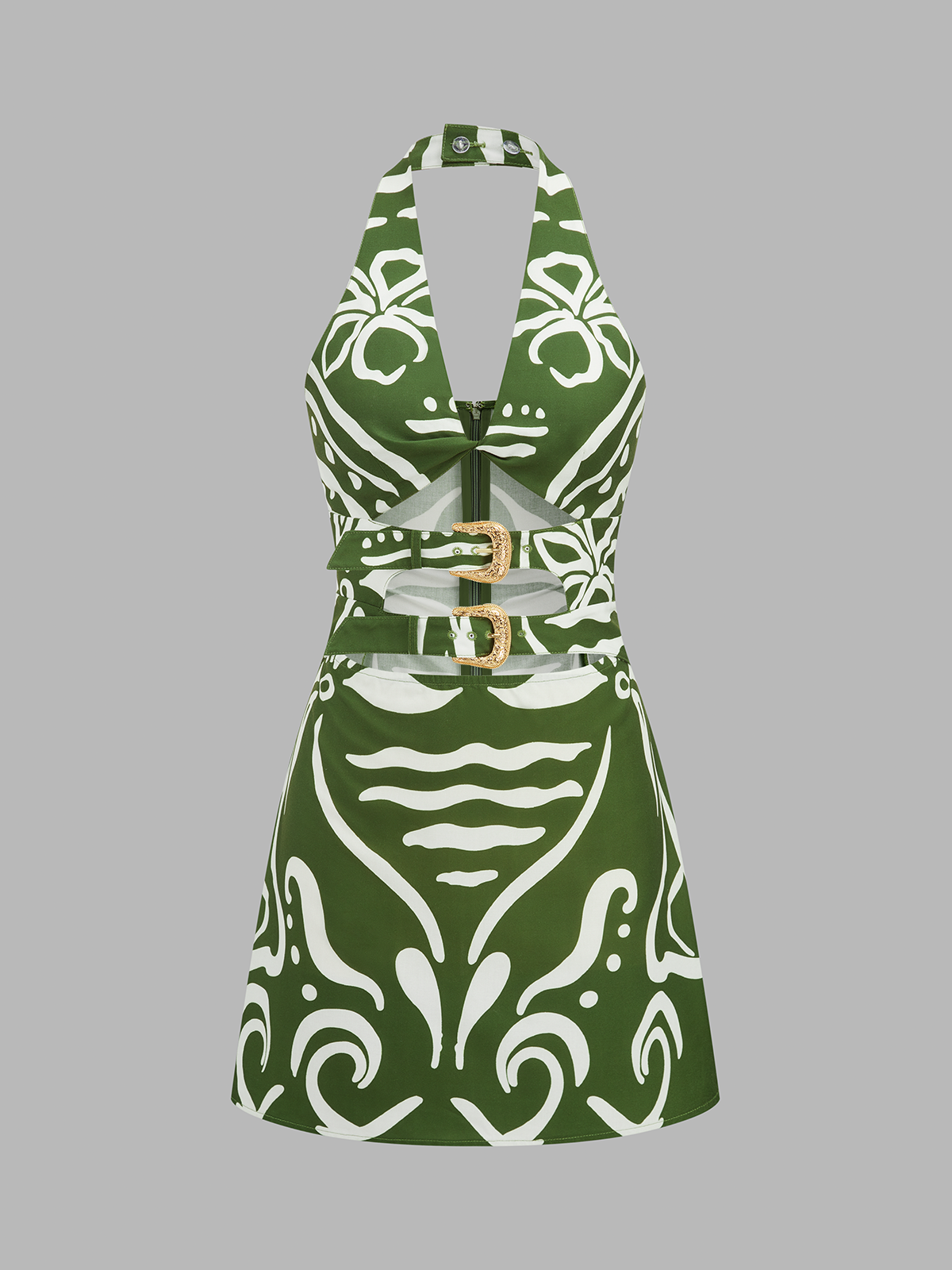 Printed Halter Cut Out Mini Dress for Women Casual Summer Style