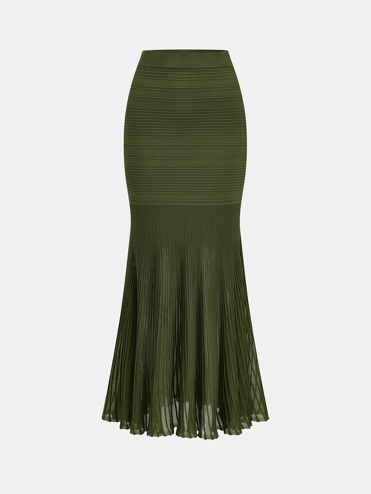 Textured Knit Top & Sheer Mermaid Skirt Set for Elegant Evenings
