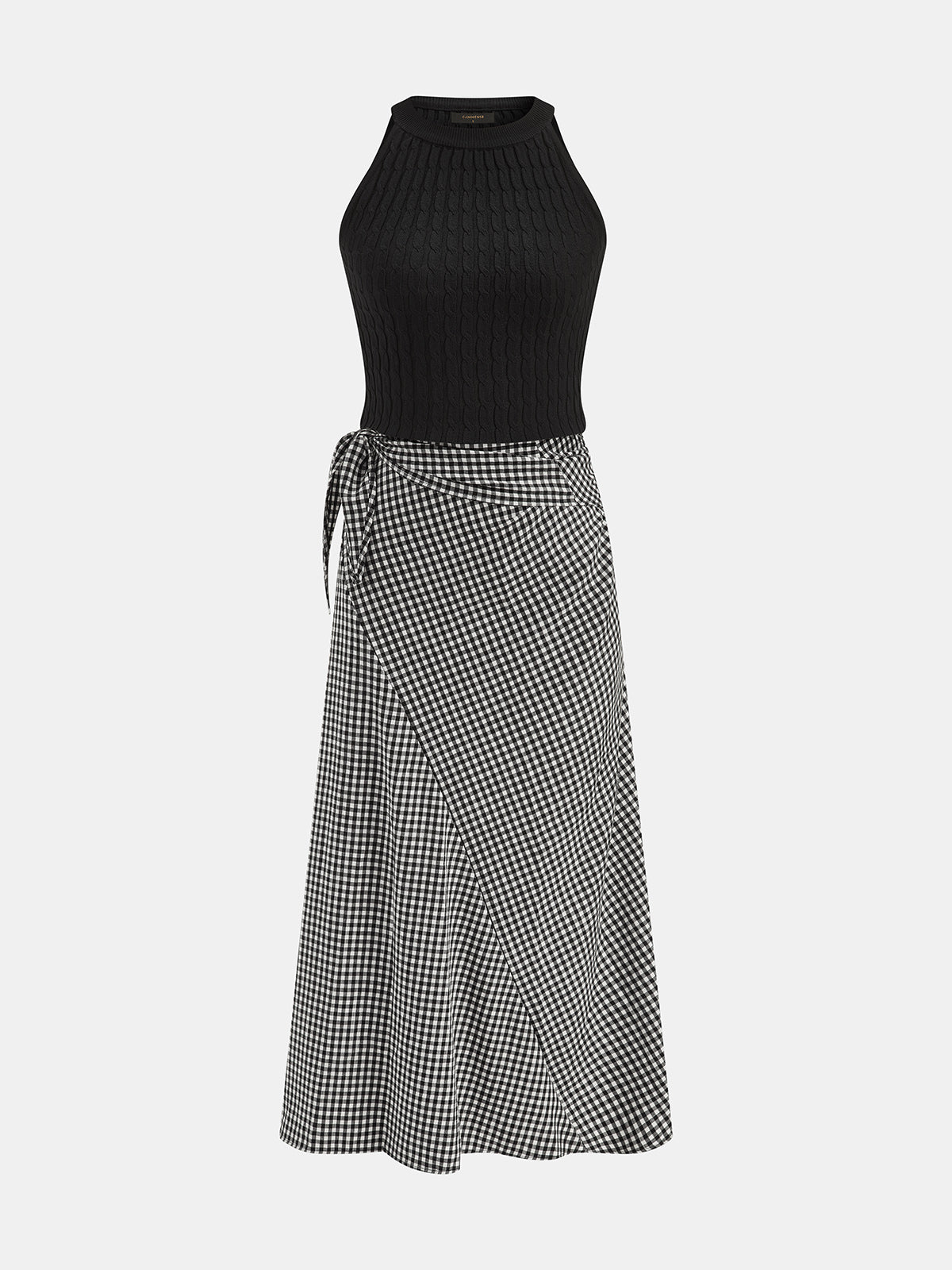 Cable Knit Top & Gingham Wrap Skirt Set for Women Cozy Fall Fashion