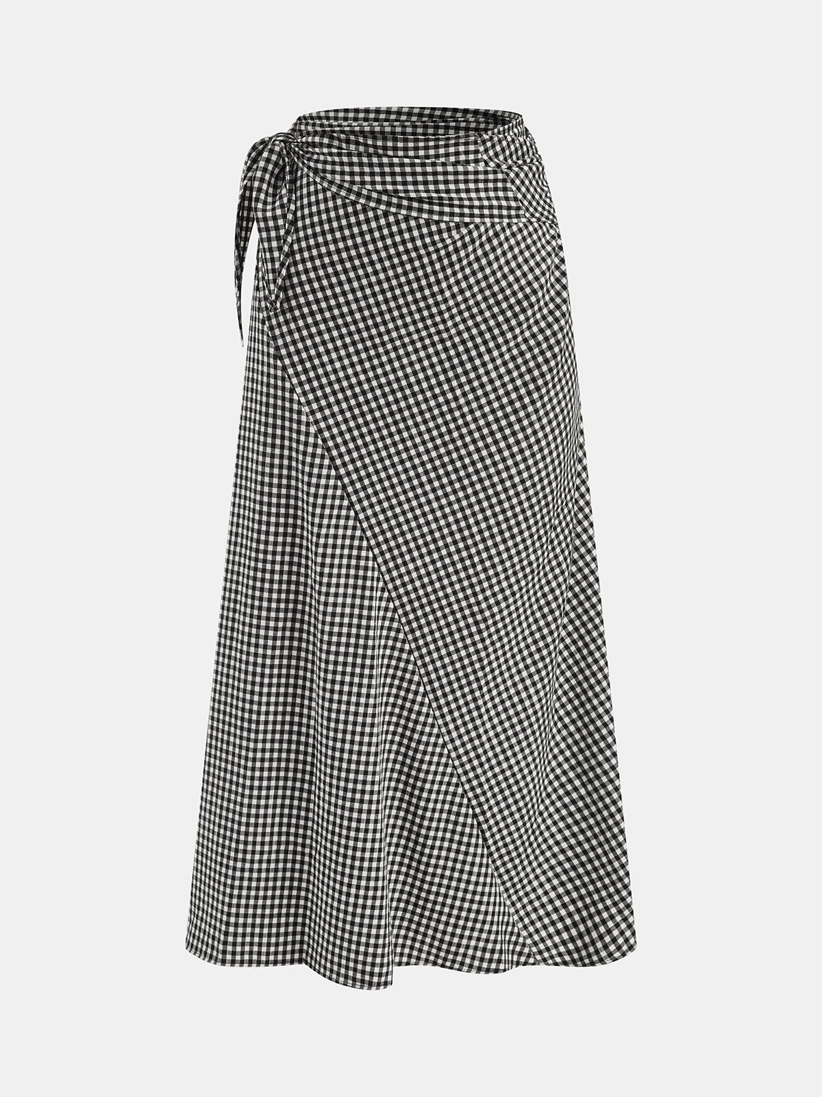 Cable Knit Top & Gingham Wrap Skirt Set for Women Cozy Fall Fashion
