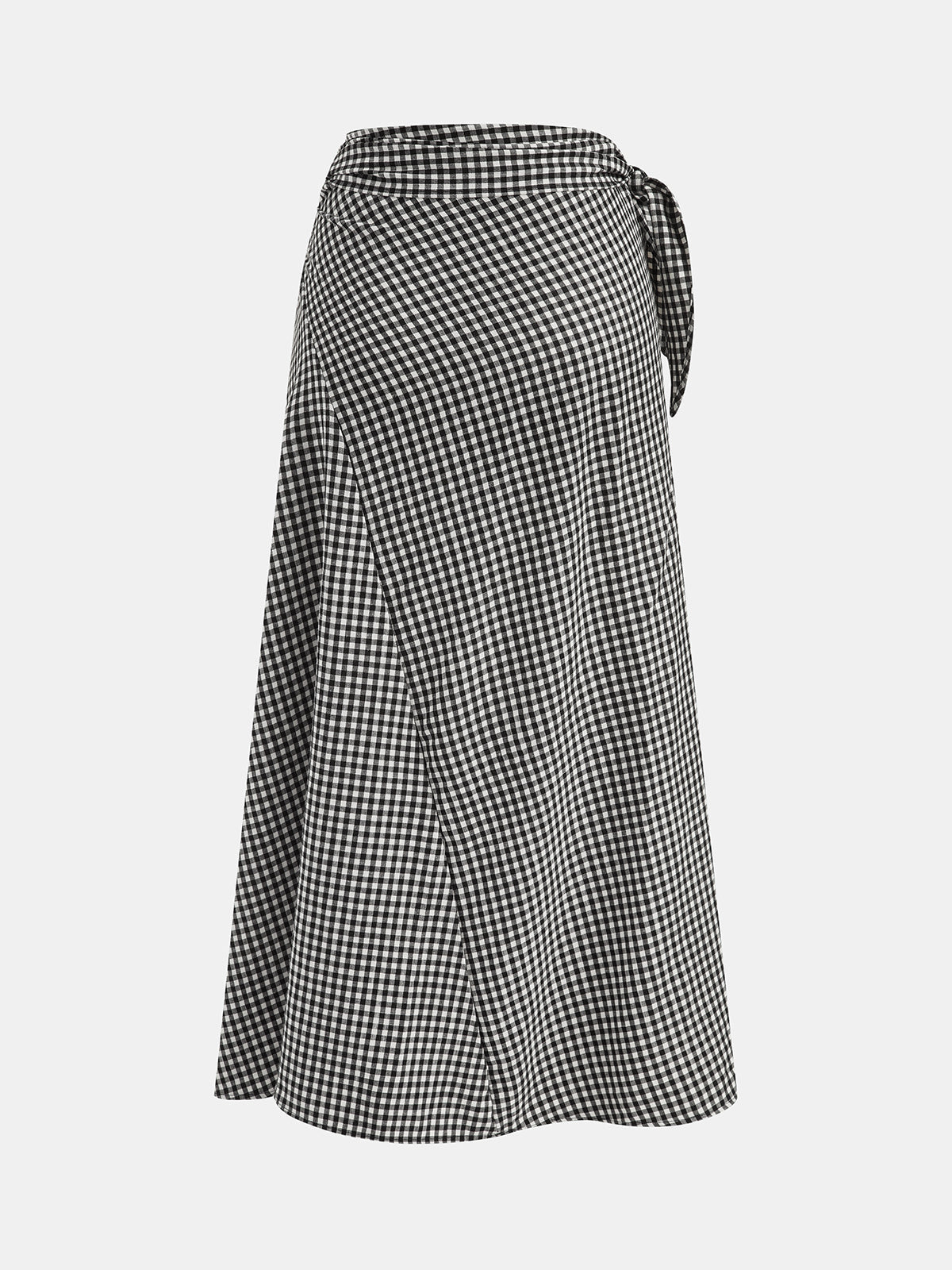Cable Knit Top & Gingham Wrap Skirt Set for Women Cozy Fall Fashion