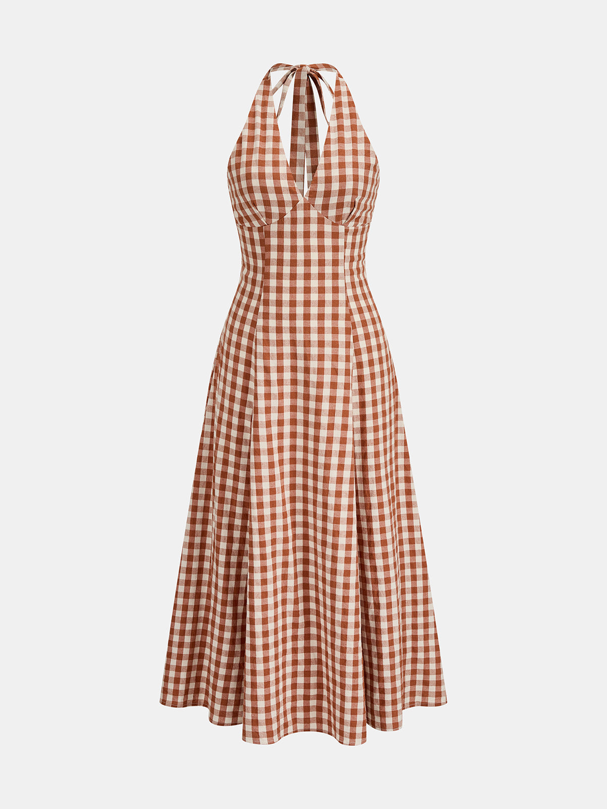 Gingham Halter Cotton Swing Dress for Summer Picnics and Parties
