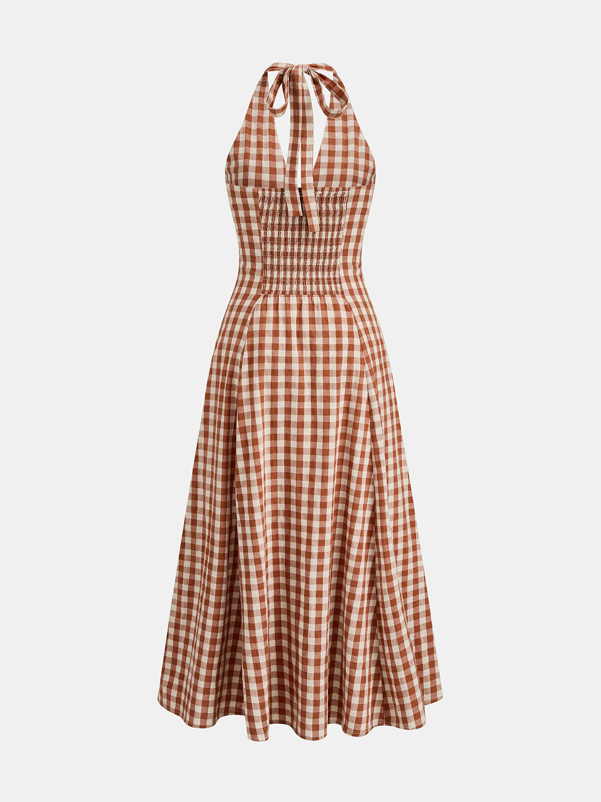 Gingham Halter Cotton Swing Dress for Summer Picnics and Parties