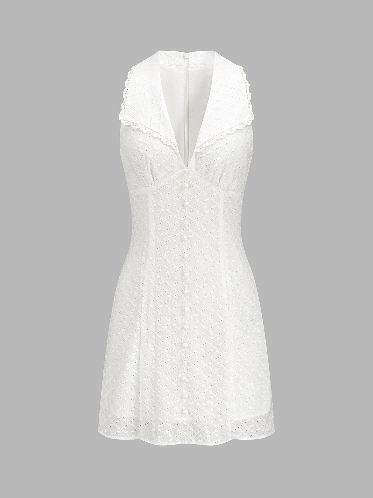 Lace Lapel Sleeveless Mini Dress Trendy Casual Summer Fashion