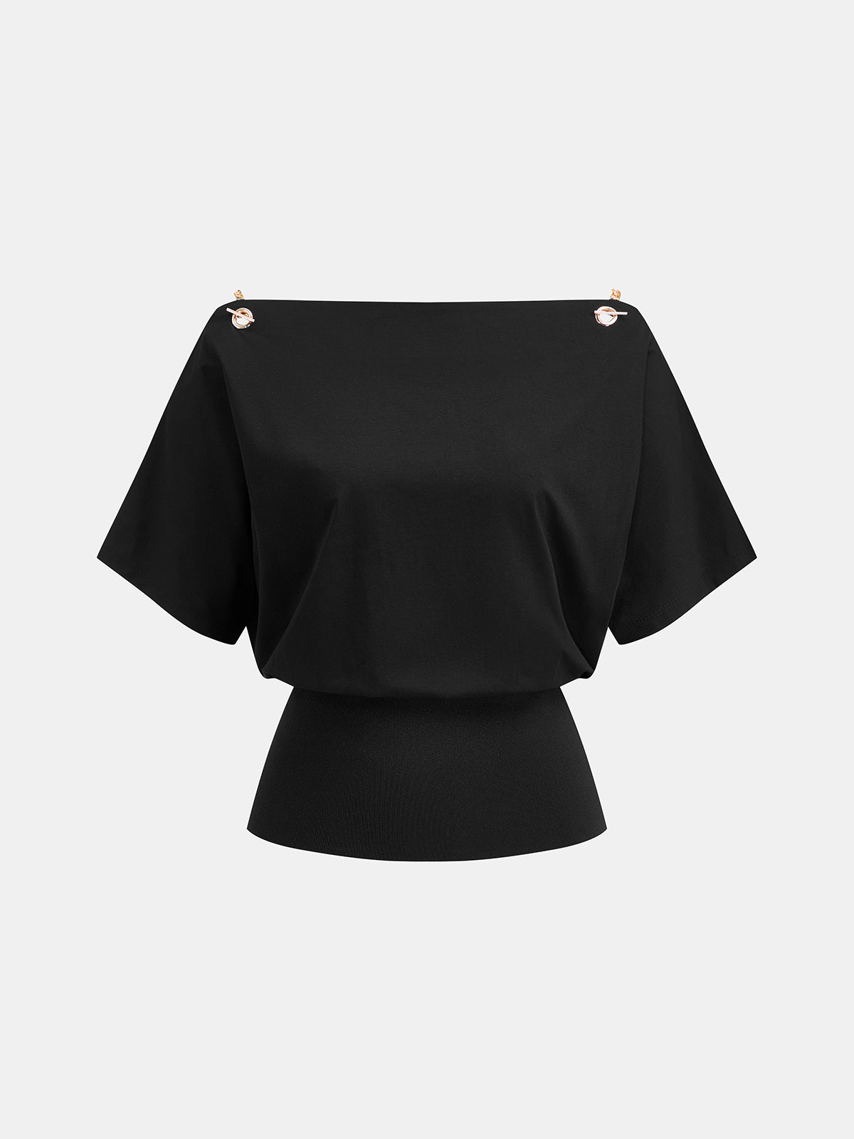 Chain Detail Off Shoulder Short Sleeve Top for Women Stylish Casual Wear
