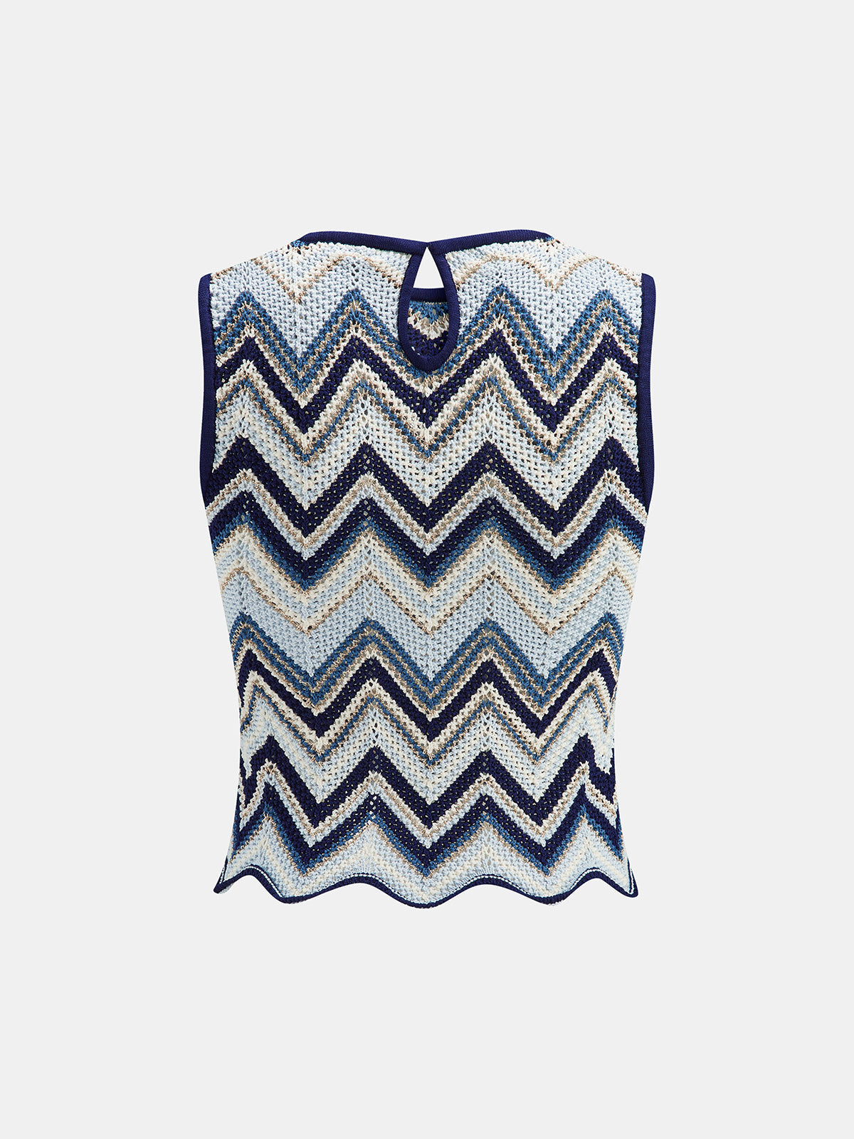 Zigzag Wave Crochet Sleeveless Knit Tank Top for Summer Casual Wear