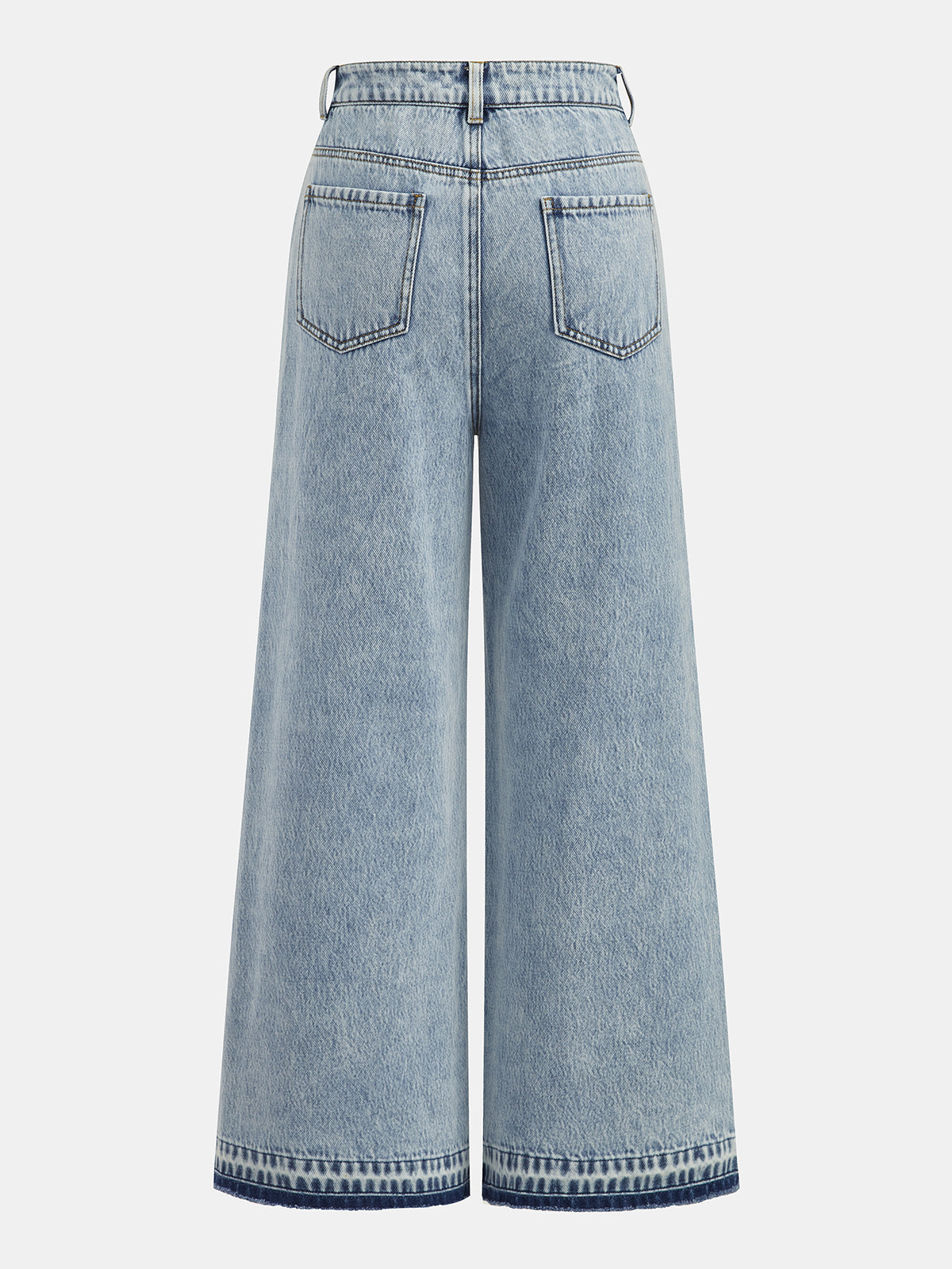 Side Lace Panel Wide Leg Jeans with High Waist Fit