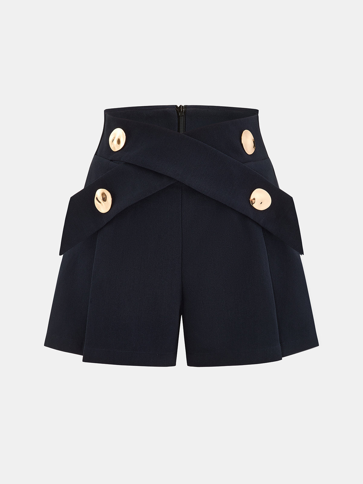 Button Detail High-Waisted Tailored Shorts for Elegant Summer Wear