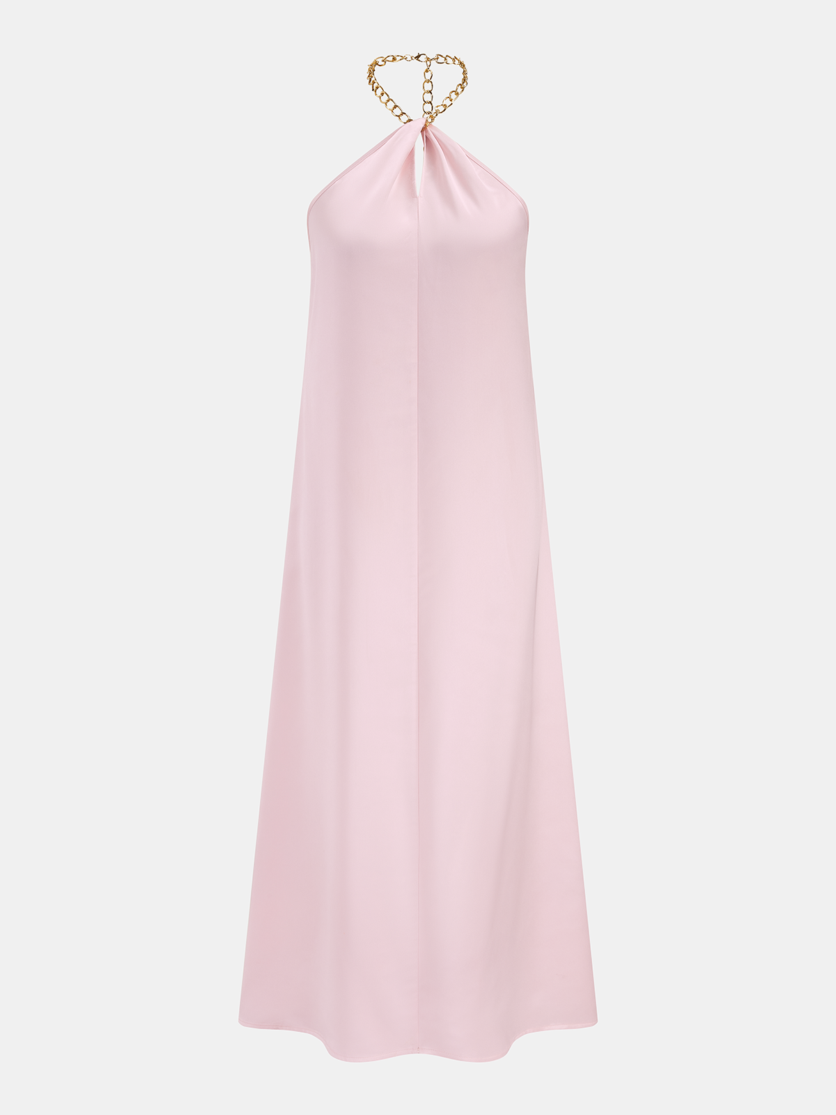 Chain Halter Satin Maxi Dress for Evening Events