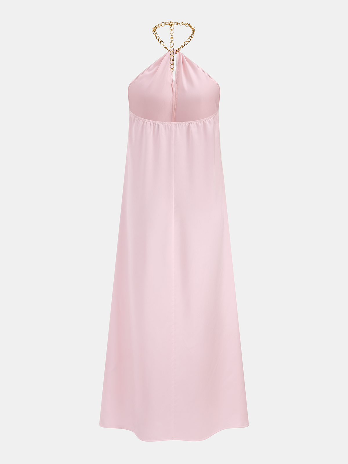 Chain Halter Satin Maxi Dress for Evening Events