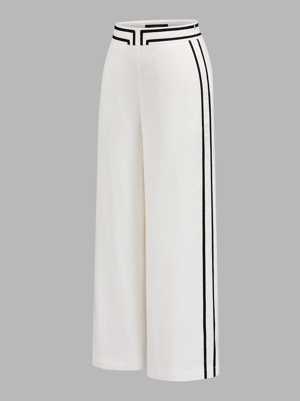 Enhanced Contrast Trim Cotton Linen Two Piece Pants Set for Women