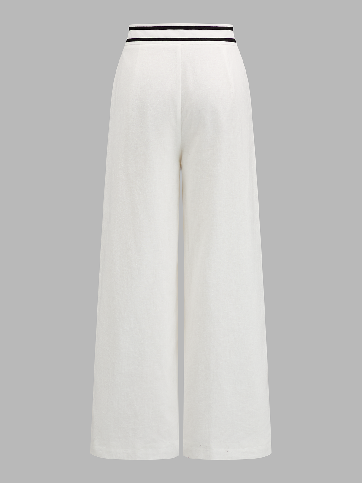 Enhanced Contrast Trim Cotton Linen Two Piece Pants Set for Women