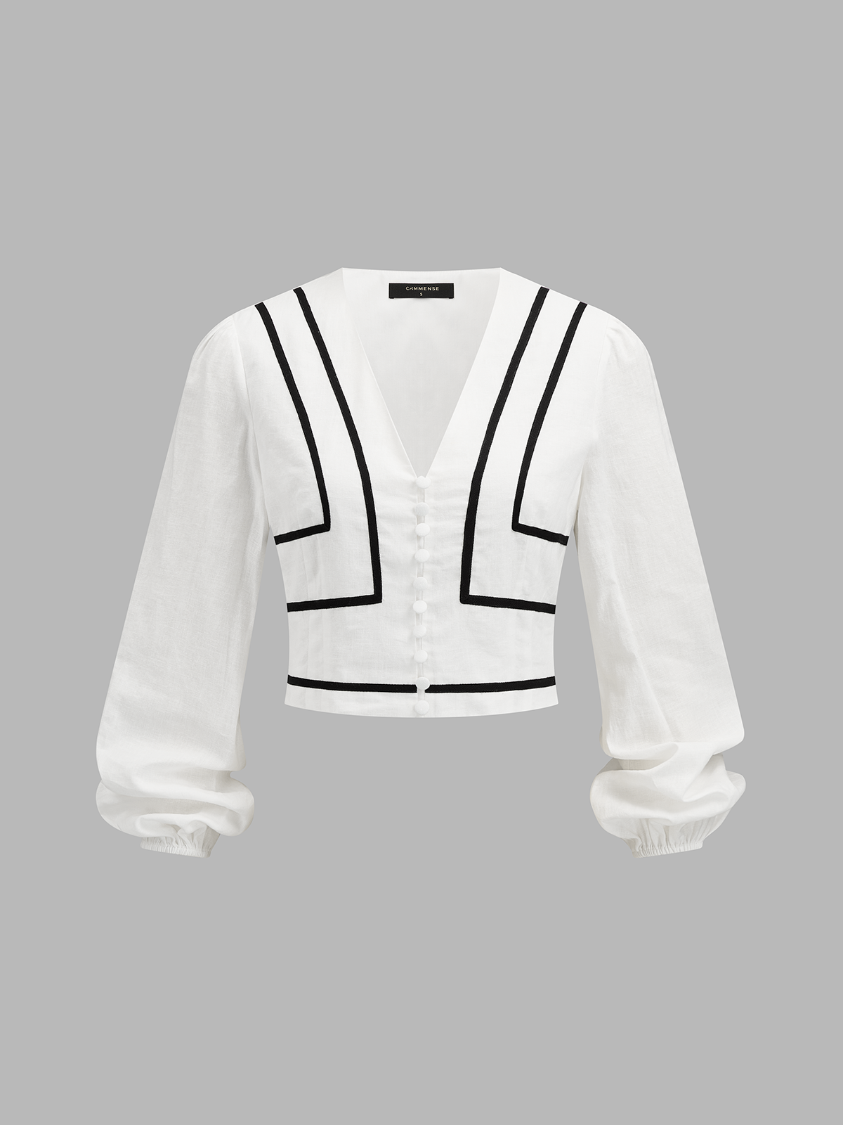 Enhanced Contrast Trim Cotton Linen Two Piece Pants Set for Women