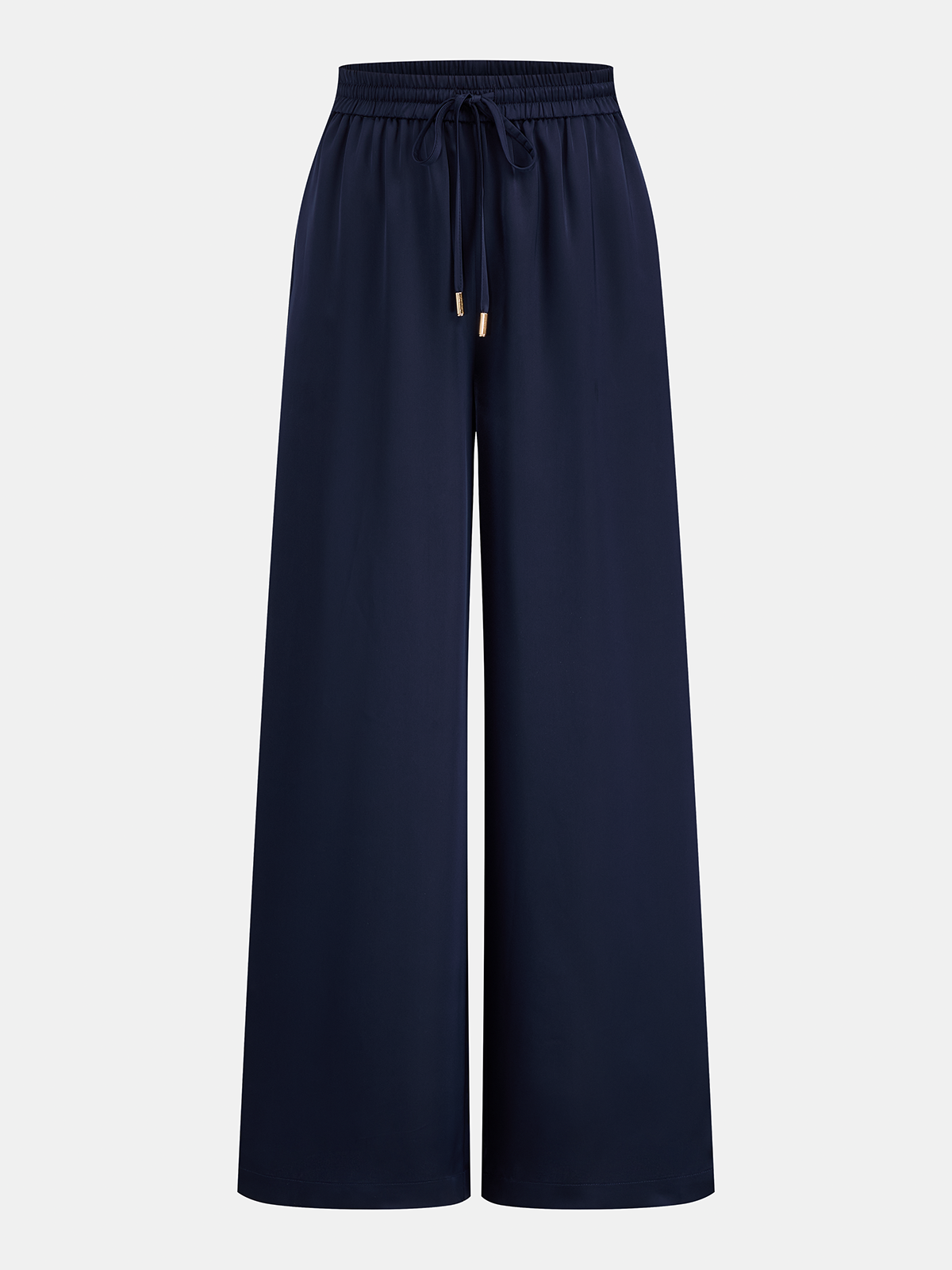 Satin Drape Neck Top & Drawstring Pants Set for Elegant Evenings