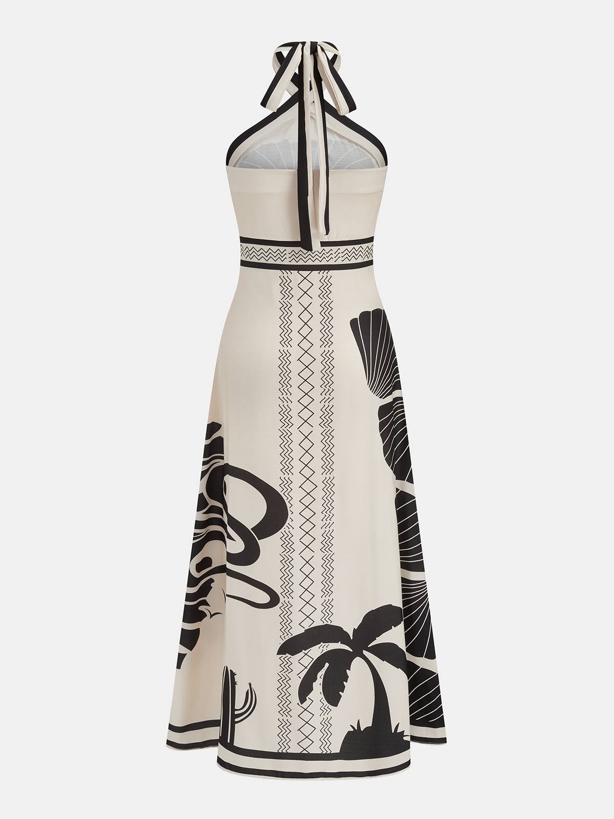 Tropical Print Halter Neck Maxi Dress for Summer Beachwear