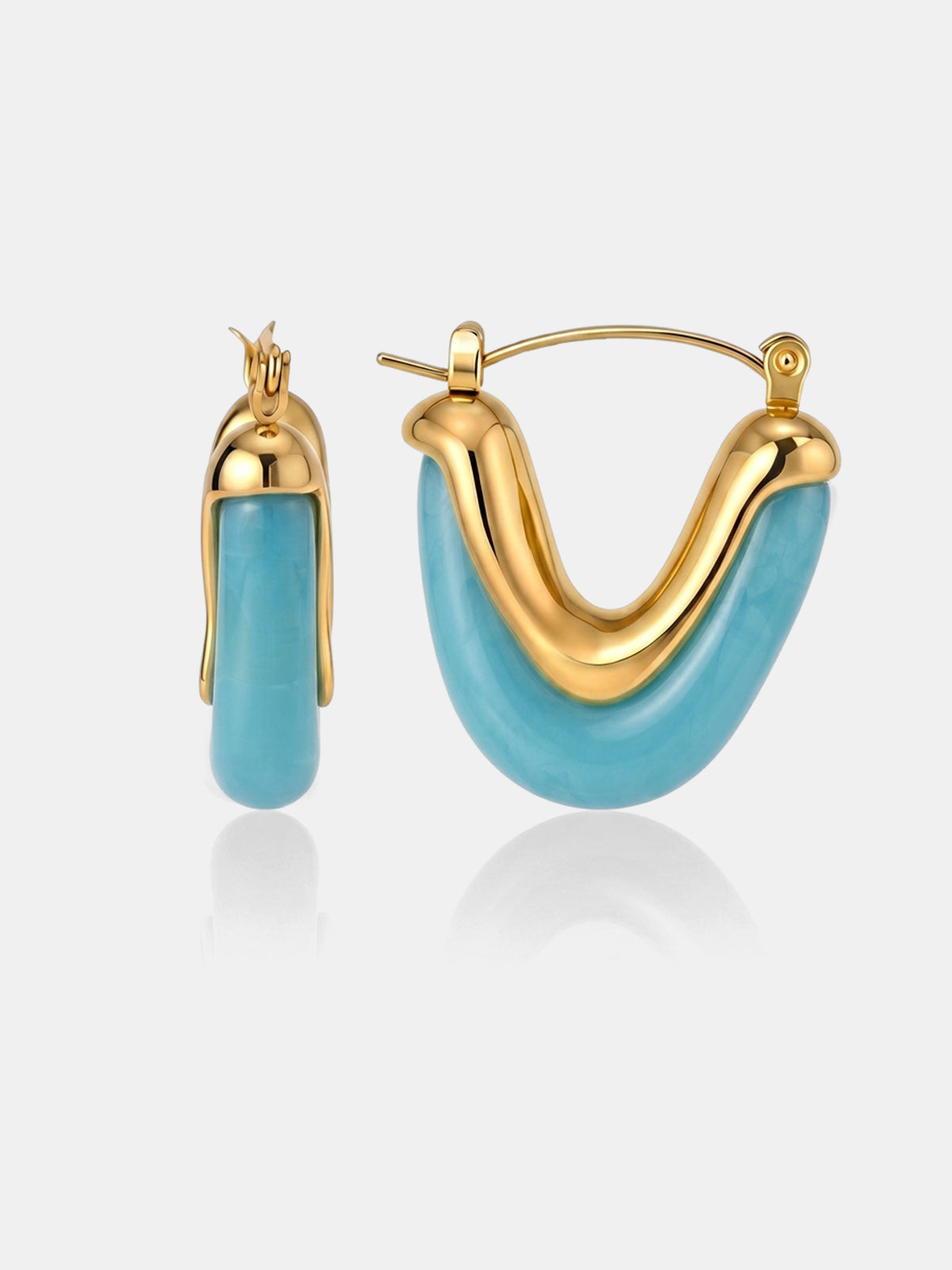 Chunky U Shaped Hoop Earrings Stylish Trendy Everyday Accessory