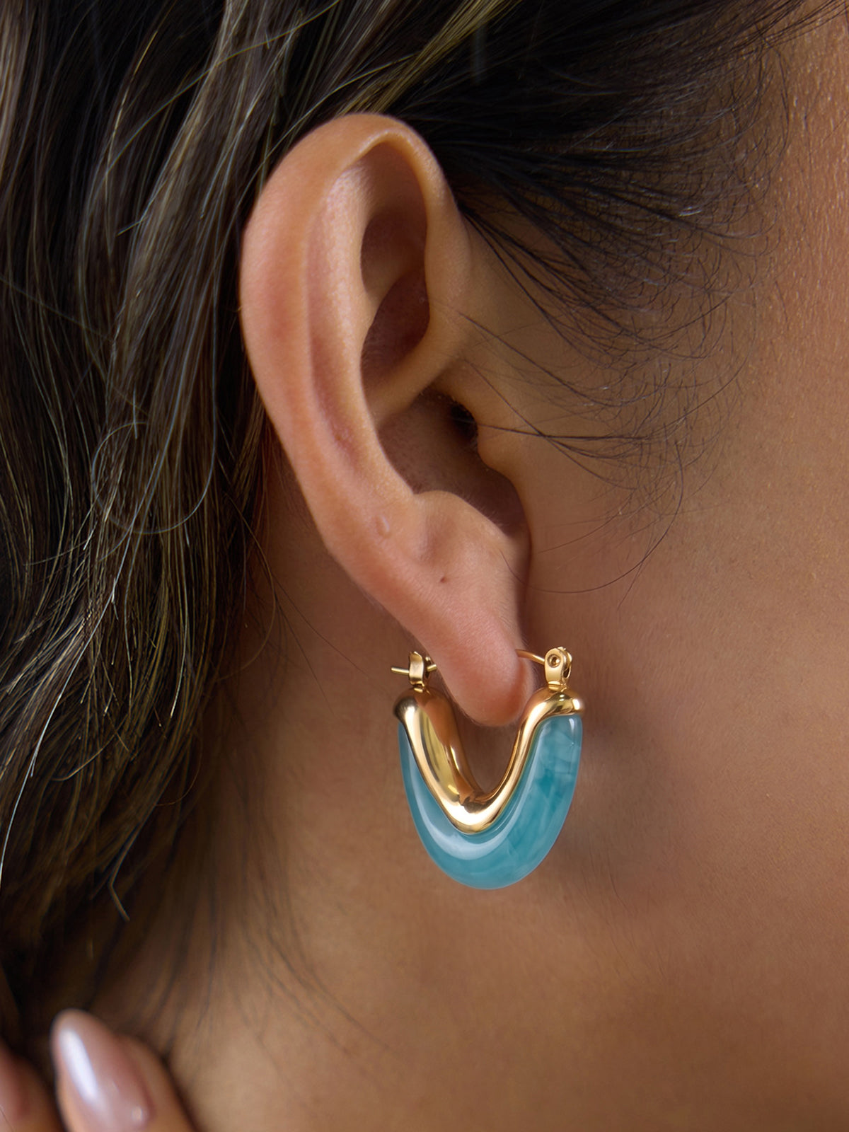 Chunky U Shaped Hoop Earrings Stylish Trendy Everyday Accessory
