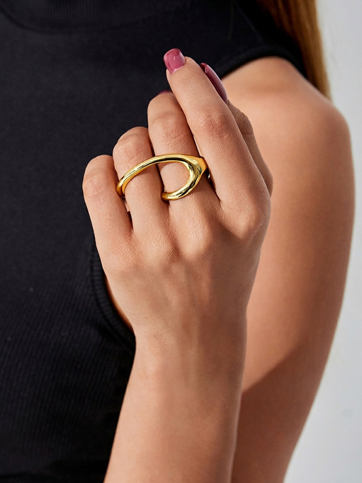 Minimalist Double Finger Statement Ring Handcrafted Unique Jewelry Design