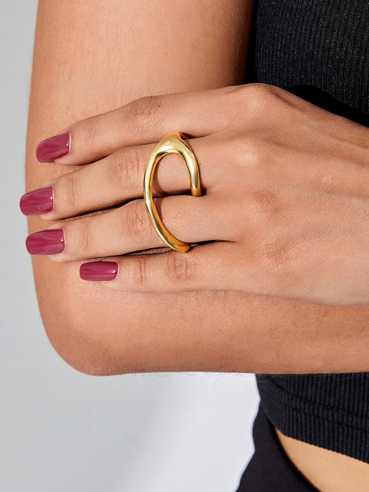 Minimalist Double Finger Statement Ring Handcrafted Unique Jewelry Design
