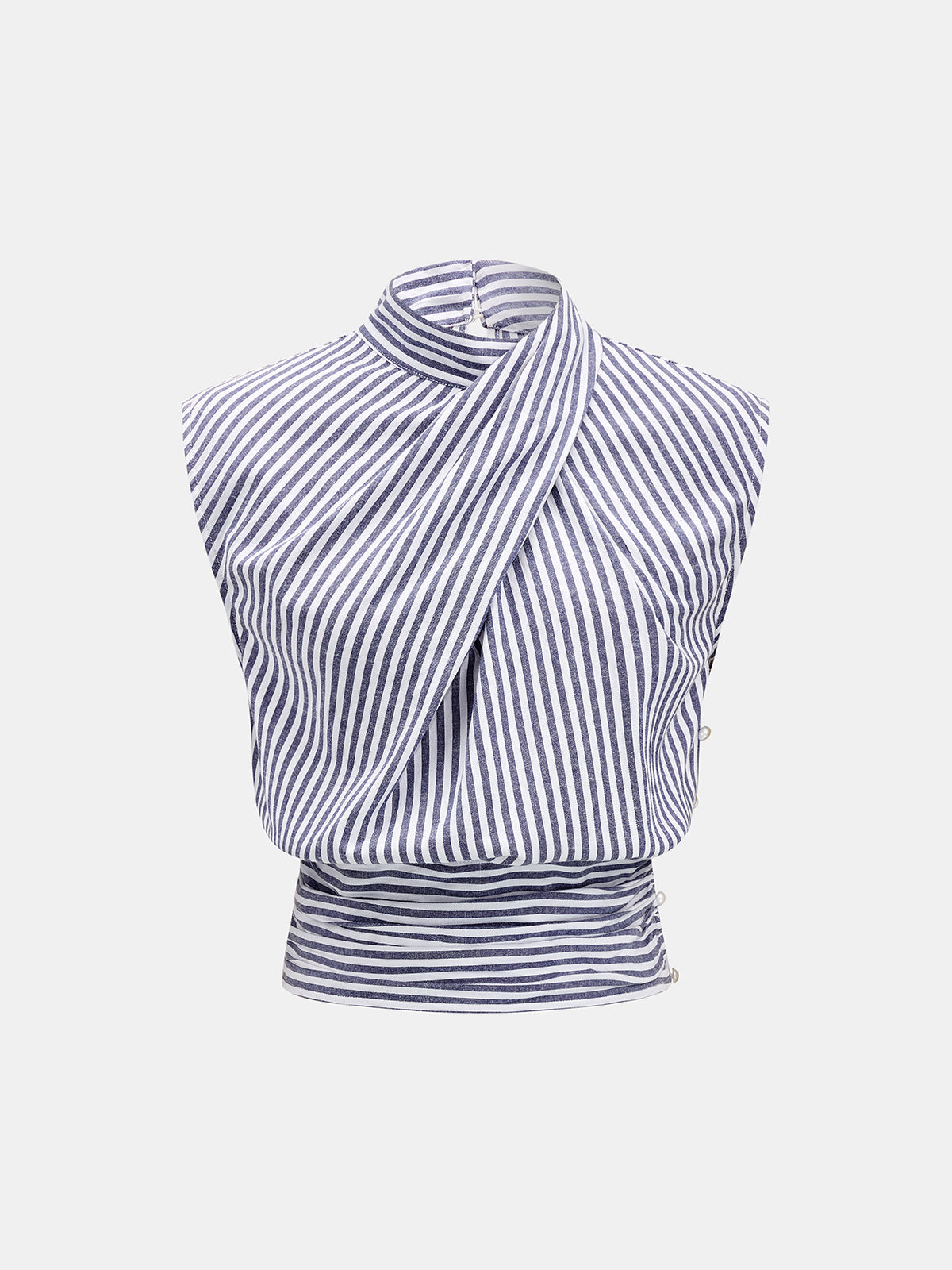 Asymmetrical Neck Striped Sleeveless Blouse Women's Casual Summer Top