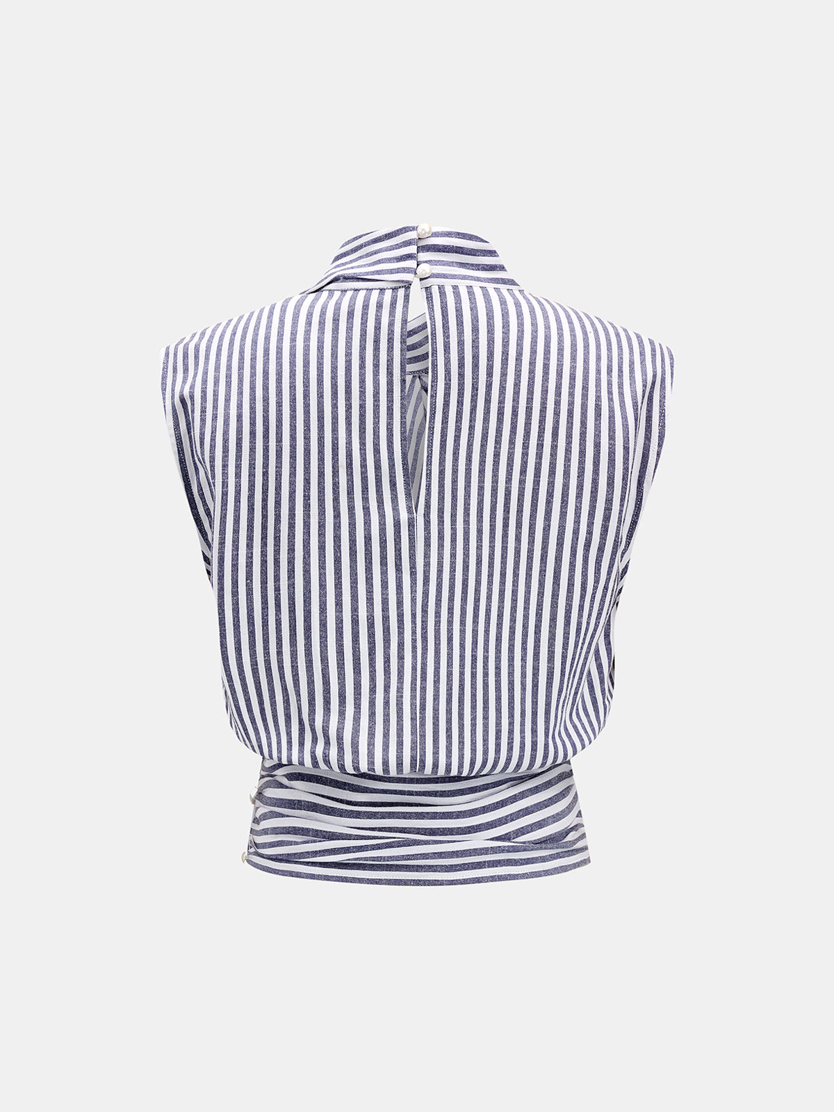 Asymmetrical Neck Striped Sleeveless Blouse Women's Casual Summer Top