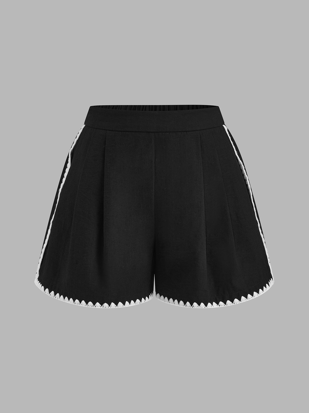 Casual Embroidered Trim Two Piece Shorts Set for Women Spring Collection