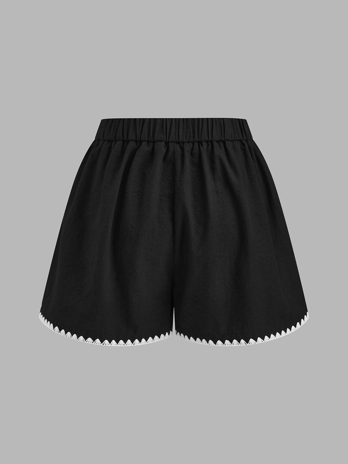 Casual Embroidered Trim Two Piece Shorts Set for Women Spring Collection