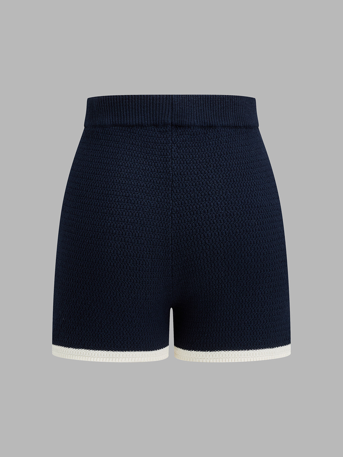 Contrast Trim Knit Two Piece Comfy Casual Shorts Set
