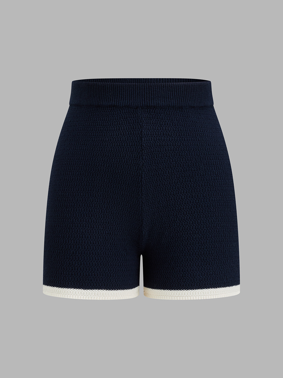 Contrast Trim Knit Two Piece Comfy Casual Shorts Set